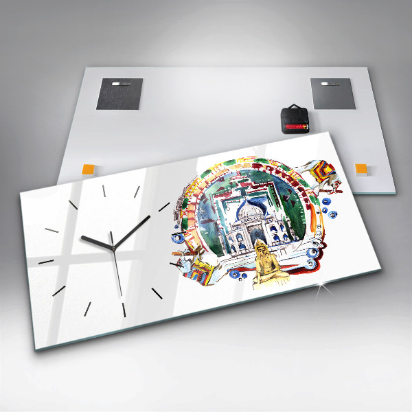 Horizontal wall clock Buddha painting in the temple