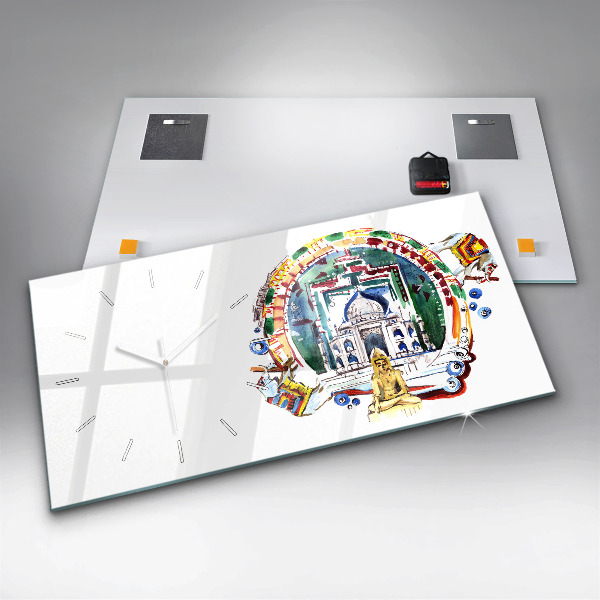 Horizontal wall clock Buddha painting in the temple