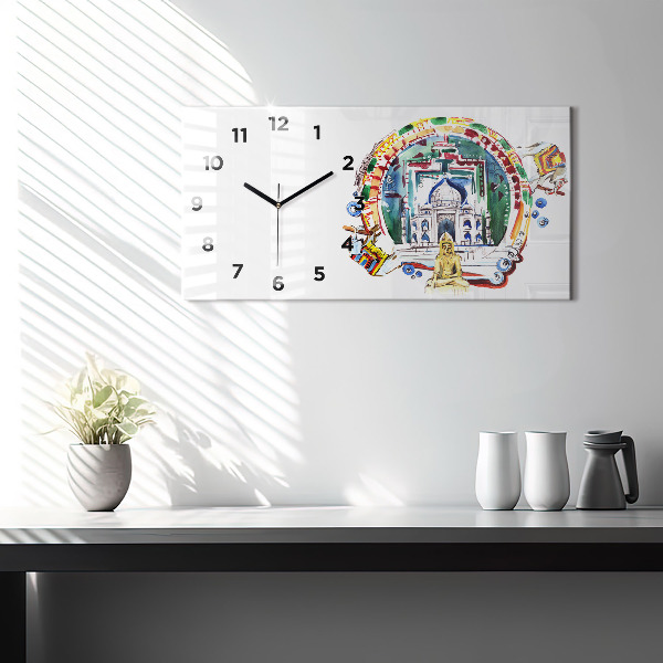 Horizontal wall clock Buddha painting in the temple