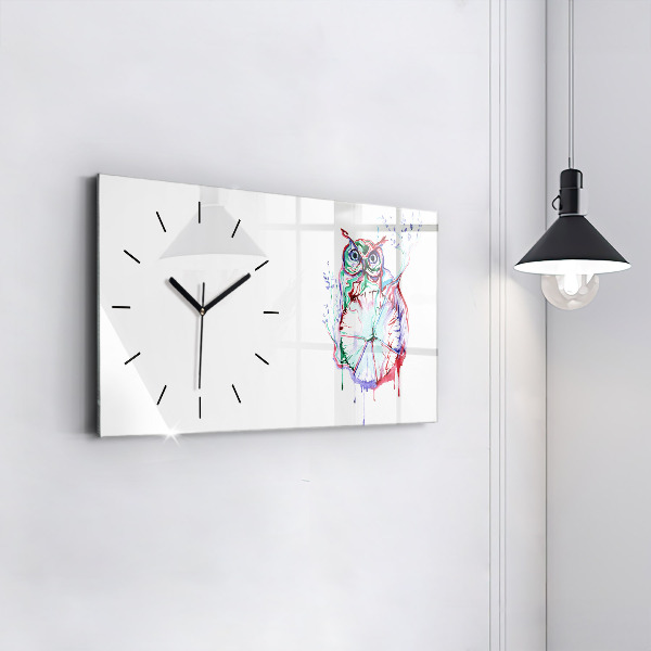 Horizontal wall clock Illustration of Owl and Clock