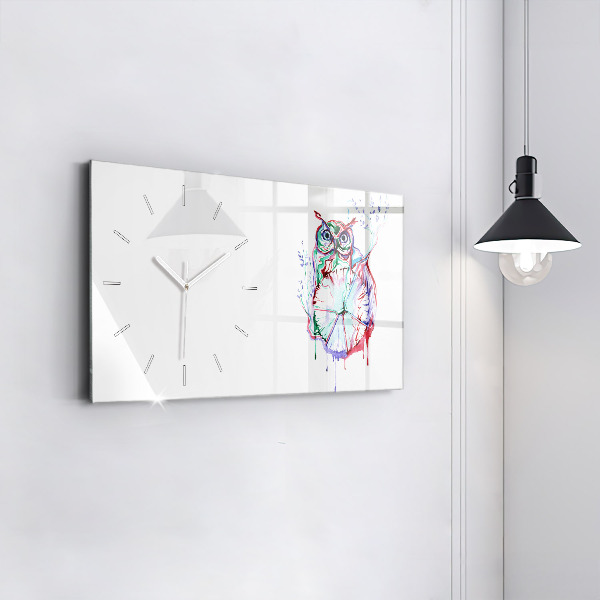 Horizontal wall clock Illustration of Owl and Clock