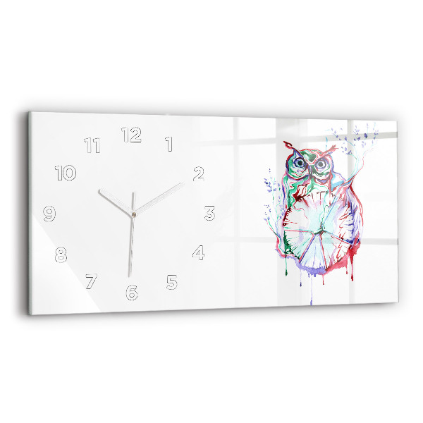 Horizontal wall clock Illustration of Owl and Clock