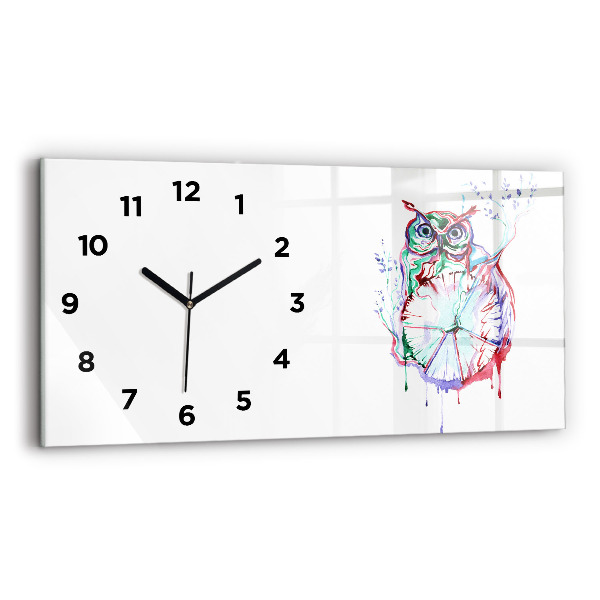 Horizontal wall clock Illustration of Owl and Clock