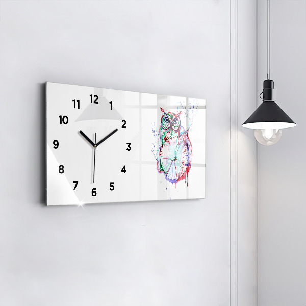 Horizontal wall clock Illustration of Owl and Clock