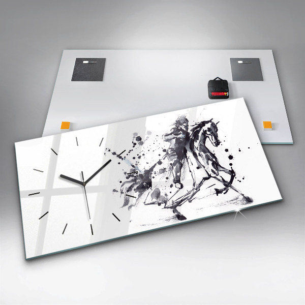 Horizontal wall clock Knight on horseback