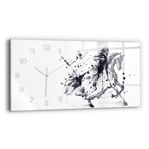 Horizontal wall clock Knight on horseback