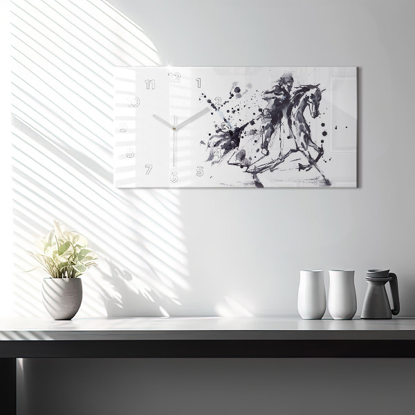 Horizontal wall clock Knight on horseback
