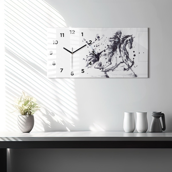 Horizontal wall clock Knight on horseback