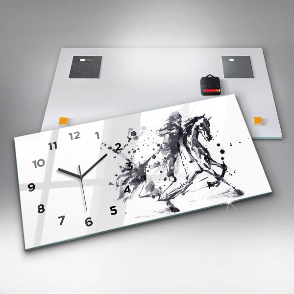 Horizontal wall clock Knight on horseback
