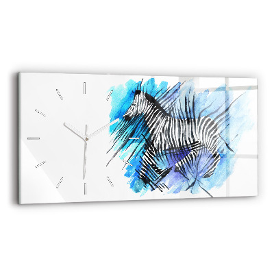 Horizontal wall clock Painted Zebra