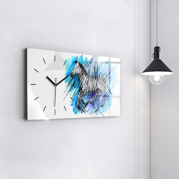 Horizontal wall clock Painted Zebra