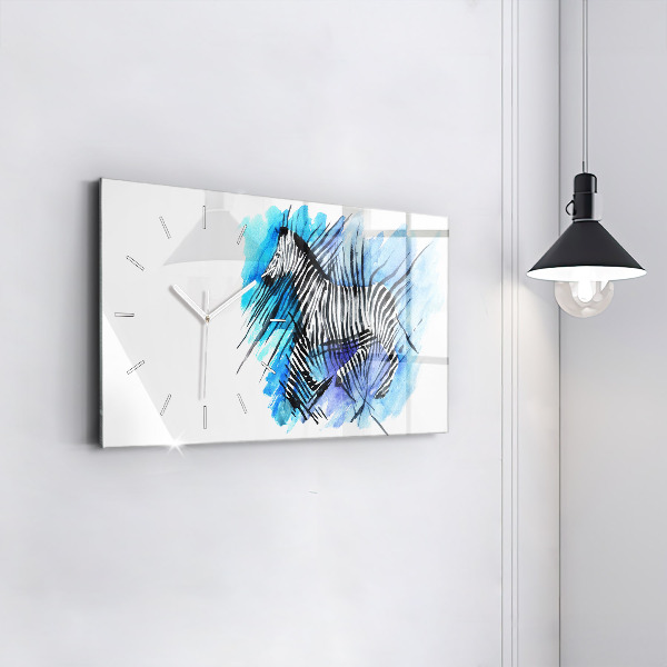 Horizontal wall clock Painted Zebra