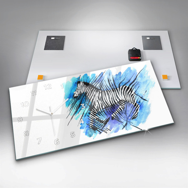 Horizontal wall clock Painted Zebra