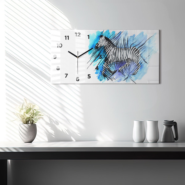 Horizontal wall clock Painted Zebra