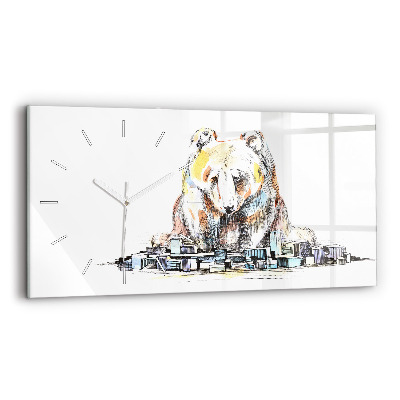 Horizontal wall clock Abstraction bear