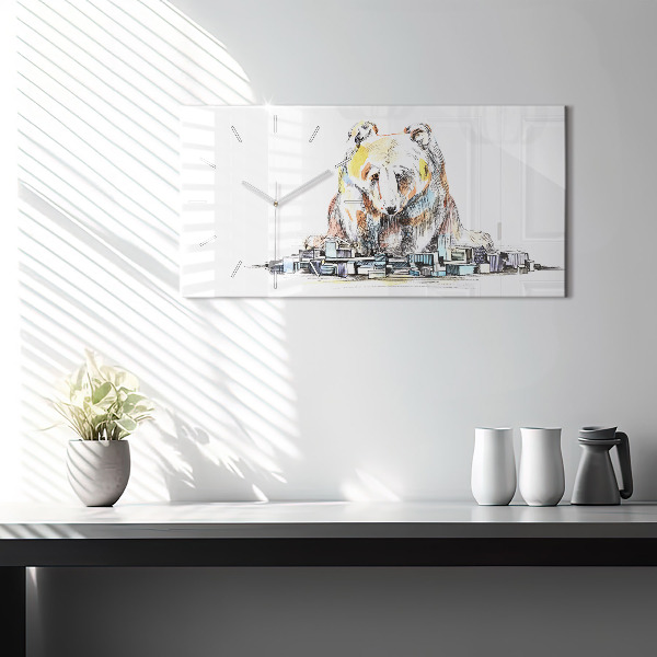 Horizontal wall clock Abstraction bear