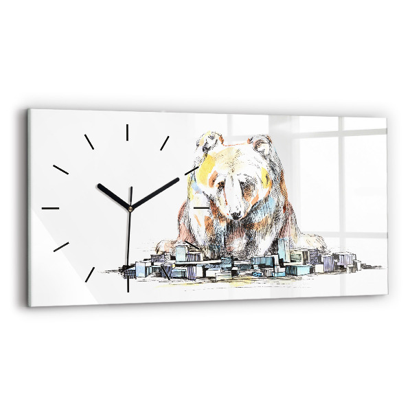 Horizontal wall clock Abstraction bear