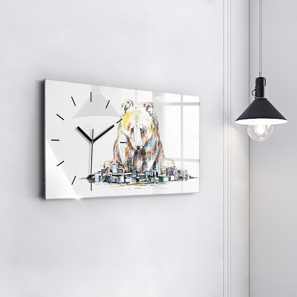 Horizontal wall clock Abstraction bear