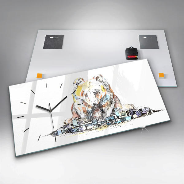 Horizontal wall clock Abstraction bear