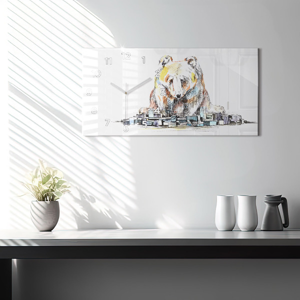 Horizontal wall clock Abstraction bear