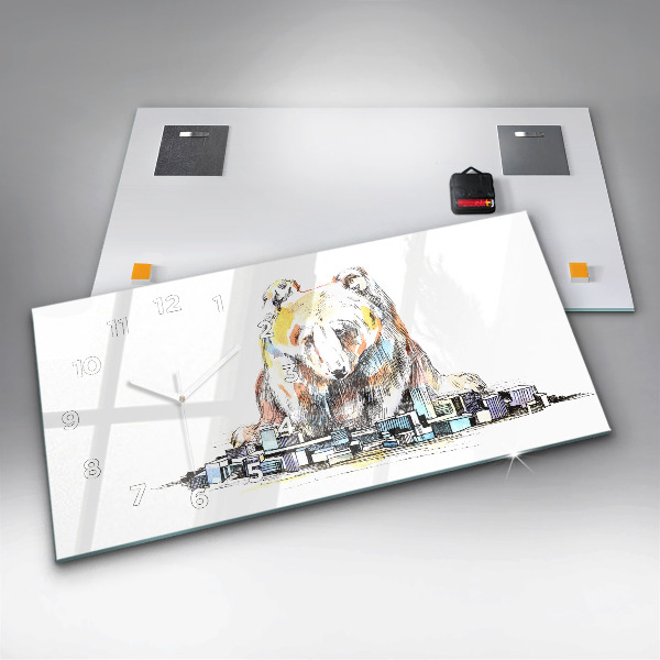 Horizontal wall clock Abstraction bear