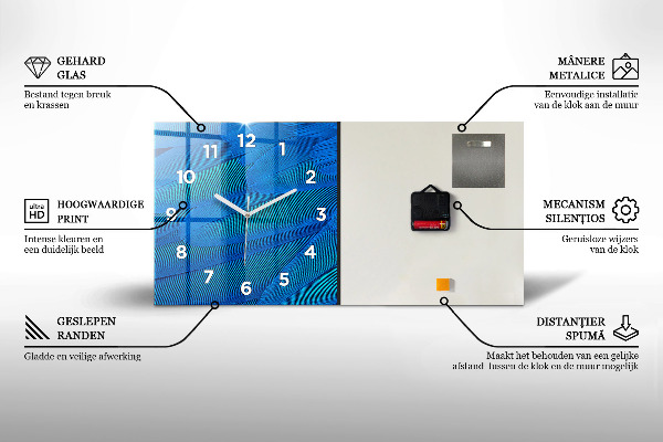 Horizontal wall clock Abstraction bear