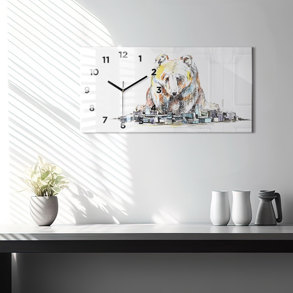 Horizontal wall clock Abstraction bear