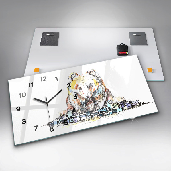 Horizontal wall clock Abstraction bear