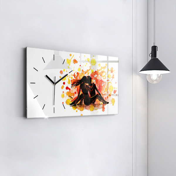 Horizontal wall clock Love and a couple in love