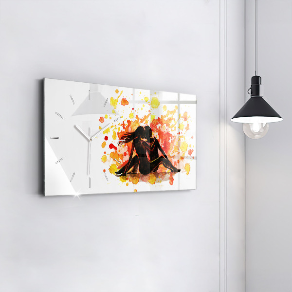 Horizontal wall clock Love and a couple in love