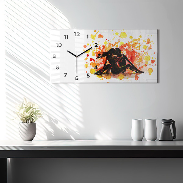 Horizontal wall clock Love and a couple in love
