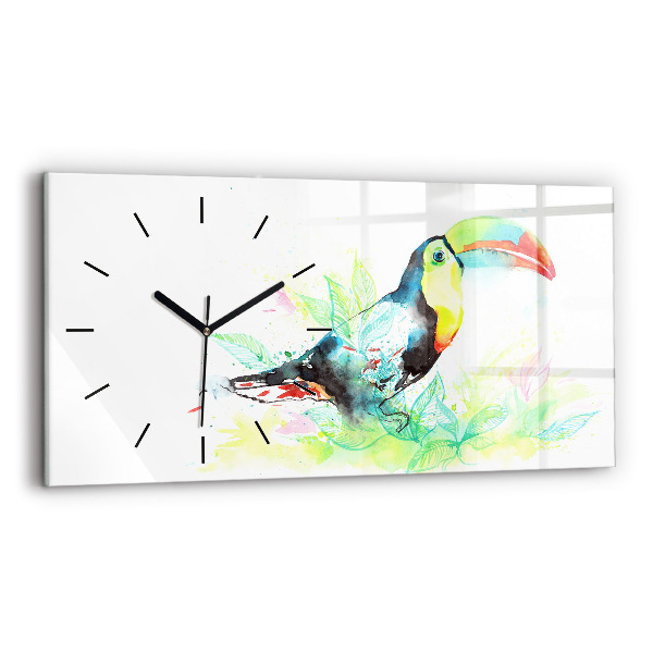 Horizontal wall clock Toucan in the grass