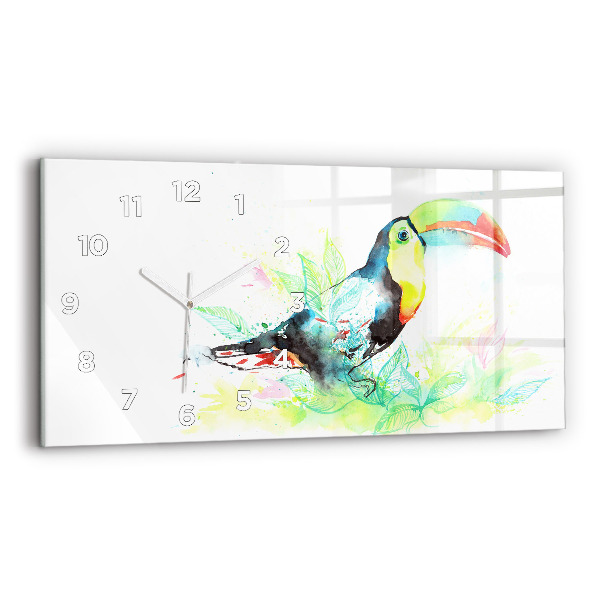 Horizontal wall clock Toucan in the grass