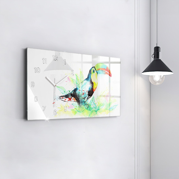 Horizontal wall clock Toucan in the grass