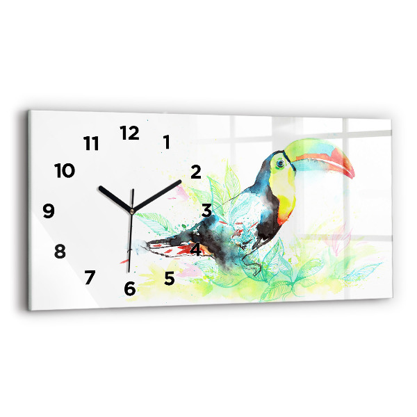Horizontal wall clock Toucan in the grass