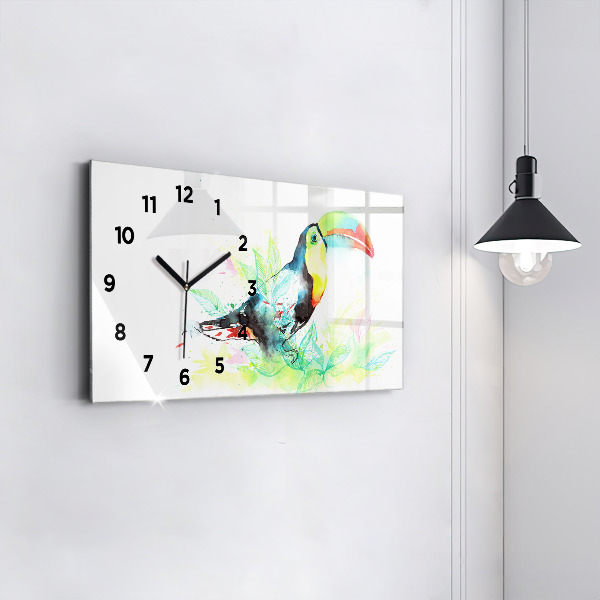 Horizontal wall clock Toucan in the grass