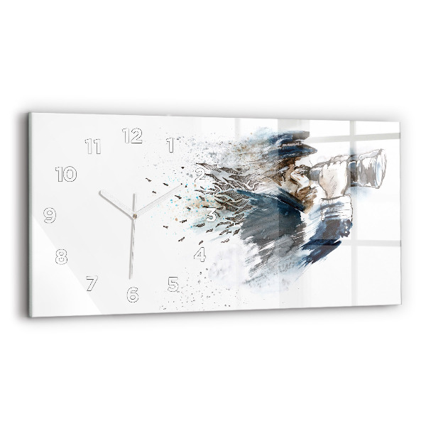 Horizontal wall clock Ship captain with binoculars