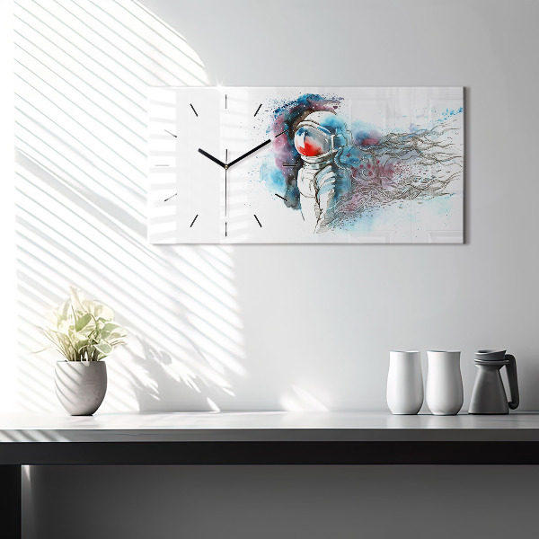 Horizontal wall clock Astronaut abstraction