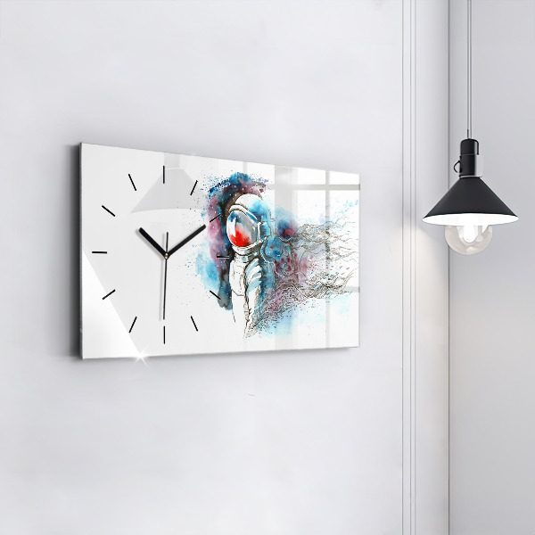 Horizontal wall clock Astronaut abstraction