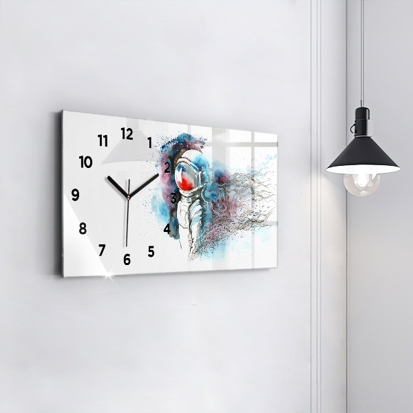 Horizontal wall clock Astronaut abstraction