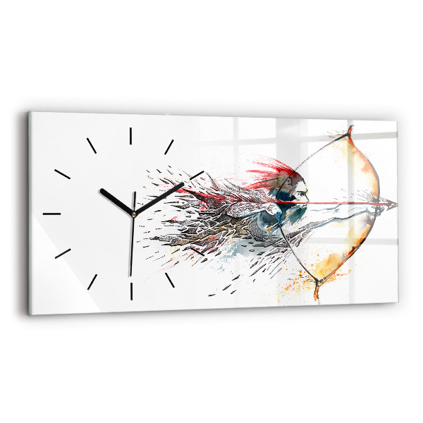 Horizontal wall clock A warrior on the hunt