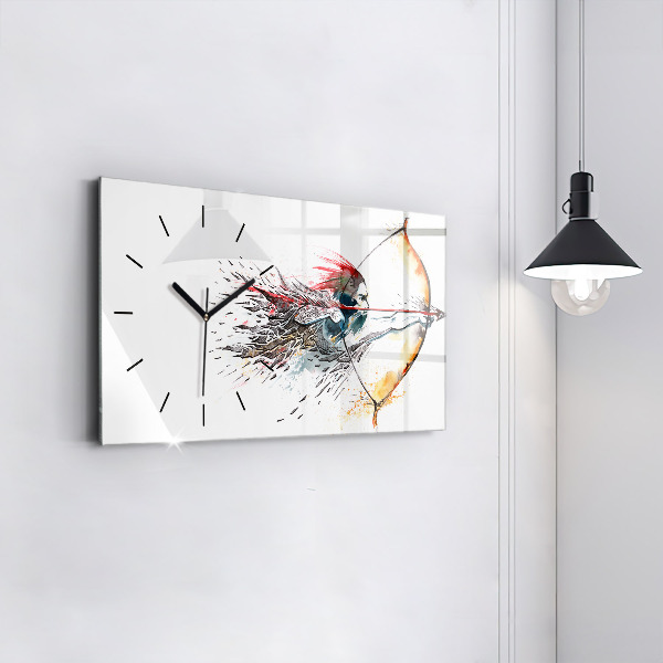Horizontal wall clock A warrior on the hunt