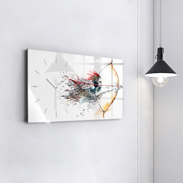 Horizontal wall clock A warrior on the hunt