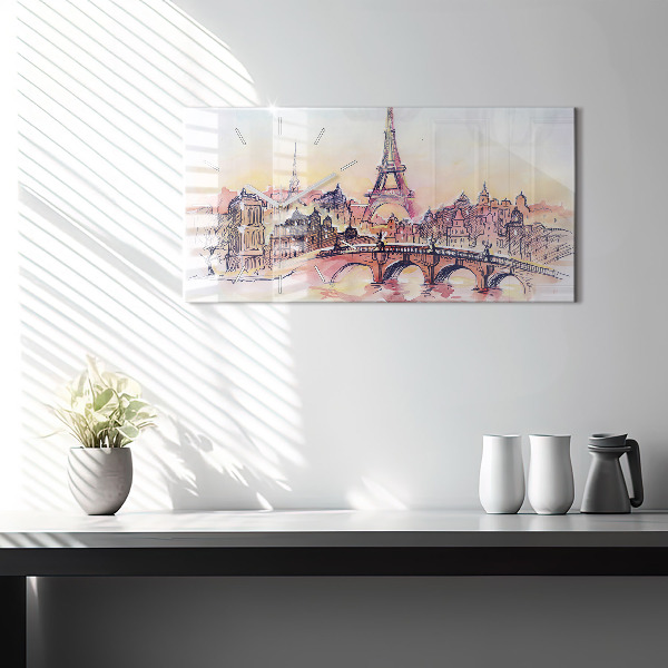 Horizontal wall clock Painted Landscape of Paris
