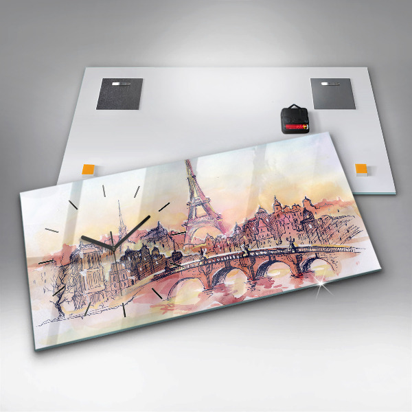 Horizontal wall clock Painted Landscape of Paris