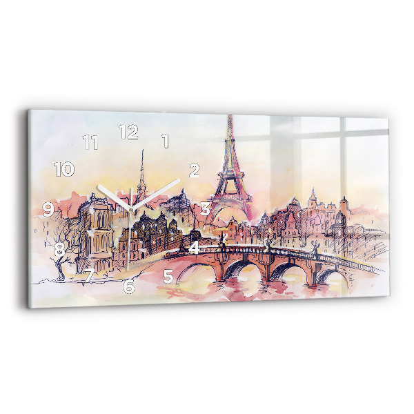 Horizontal wall clock Painted Landscape of Paris