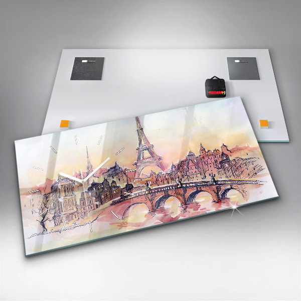 Horizontal wall clock Painted Landscape of Paris