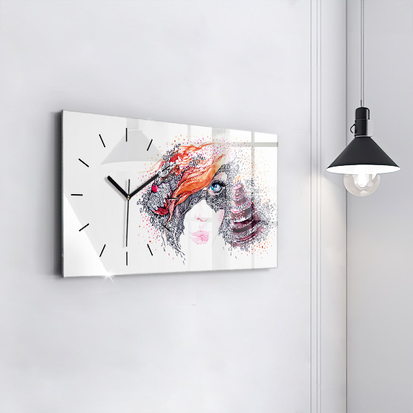 Horizontal wall clock Sweet woman with cake