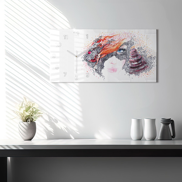 Horizontal wall clock Sweet woman with cake
