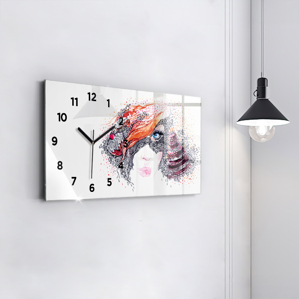 Horizontal wall clock Sweet woman with cake